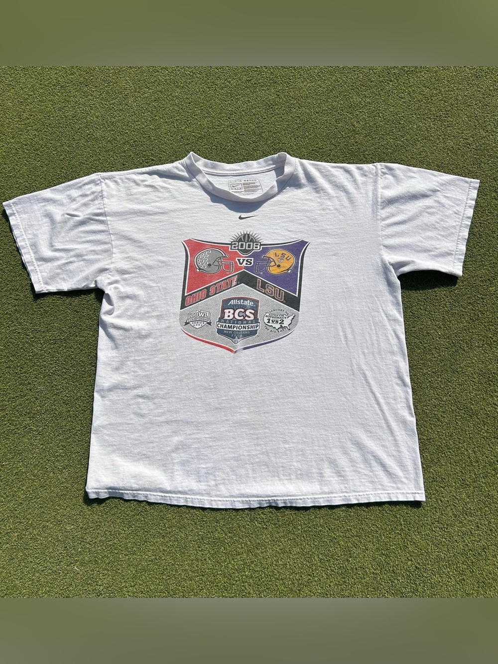 Vintage Nike 2008 BCS National Championship Ohio State vs LSU Shirt, Size L